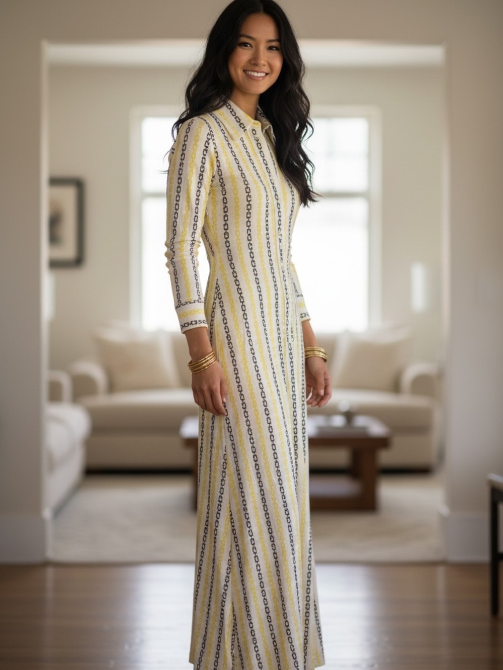 Givenchy Nouevelle Boutique Vintage Silk Knit Maxi Dress Interlocking G Logo XS